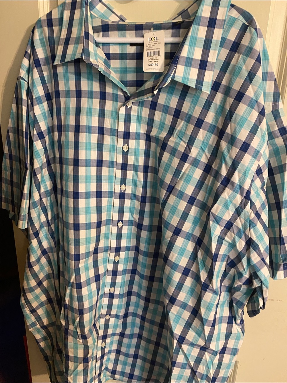 Men’s Synergy Blue Plaid Short-Sleeve Button-Up Shirt